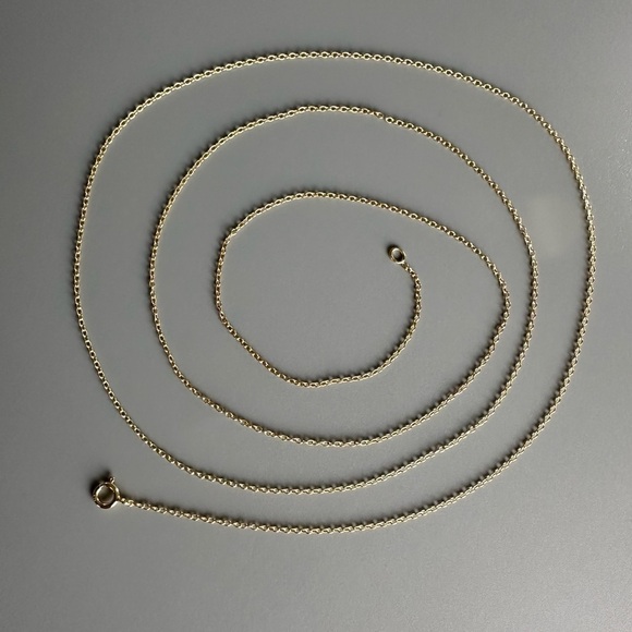 24k Gold Vermeil Round Link Simple Dainty Chain 32 inches - Picture 3 of 9